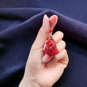 Nine-Tailed Fox Agate Pendant for Necklace, Natural Agate Pendant, Agate Necklace, Burmese Gemstones, Carved Jewelry, Chinese Mythology