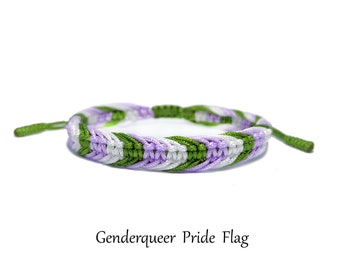 Genderqueer Pride Bracelet With Handmade Thread, Genderqueer Pride Anklet, LGBT, Genderqueer Bracelet, Genderqueer Anklet, Genderqueer Pride