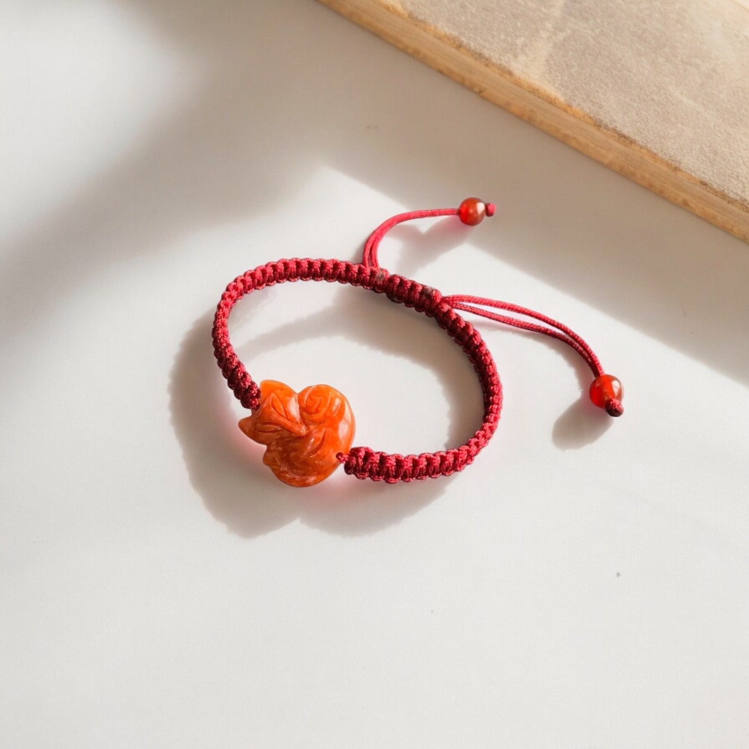 Nine-tailed Fox Natural Jade Bracelet Jade Fox, Red Jade Fox