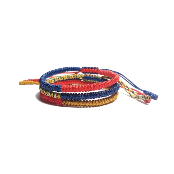 Handmade Tibetan Lucky Bracelet Red-Yellow-Blue-Multi Color, Handmade Knot Lucky Rope Bracelet, Buddhist Meditation Bracelet, Braided Thread