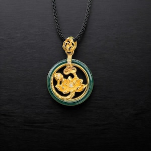 Lotus Pendant For Necklace, Jade Lotus Pendant, Jade Lotus, Lotus Pendant for Women, Gift for her, Mother’s Day Gift, Jade Lotus Necklace