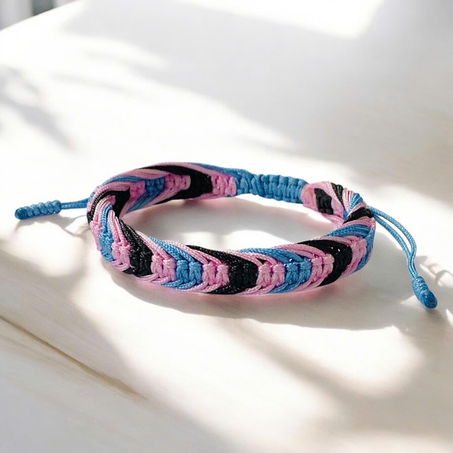 Black Transgender Bracelet, Black Transgender Colored Bracelet, Black Transgender Pride Bracelet, Black Transgender Flag Bracelet