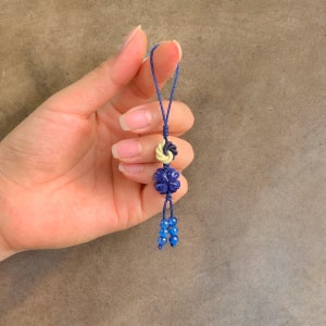 Sodalite Phone Accessory, 4-leaf Clover Keychain, Lucky Phone Hanging Accessories, Lucky Keychain, Gift Keychain, Feng Shui Keychain