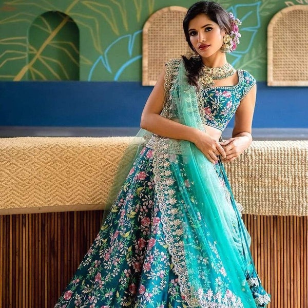 Designer Sabyasachi Lehenga Choli avec broderie de haute qualité Travail de codage Mariage lehenga choli tenues de soirée lehenga choli femmes indiennes