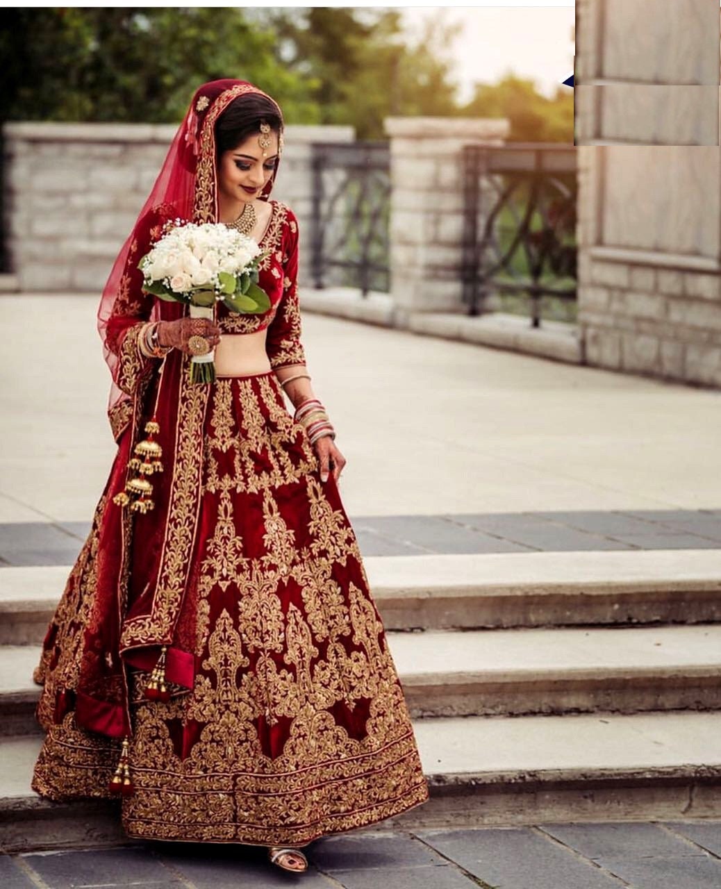 Bridal lehenga in mehroon cheap colour