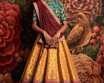 Multi Sabyasachi Designer Lehenga Choli with high quality embroidery Dori work Wedding Indian lehenga choli party wear lehenga choli lengha