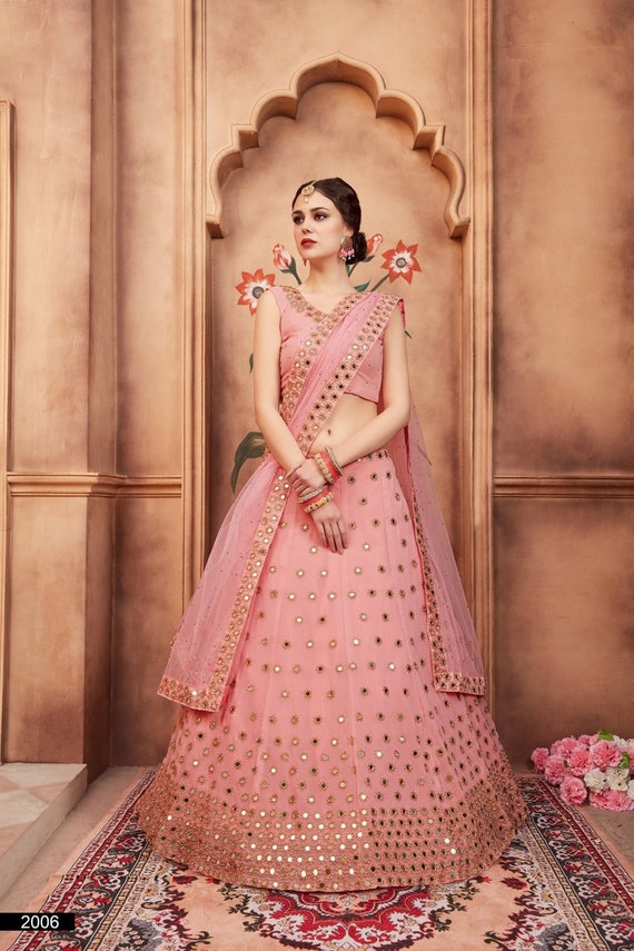 Peach Bollywood Designer Women Wear Wedding Crepe Chaniya Choli With Thread  Zarkan Work Party Lehenga Choli 1499 : : Clothing, Shoes &  Accessories