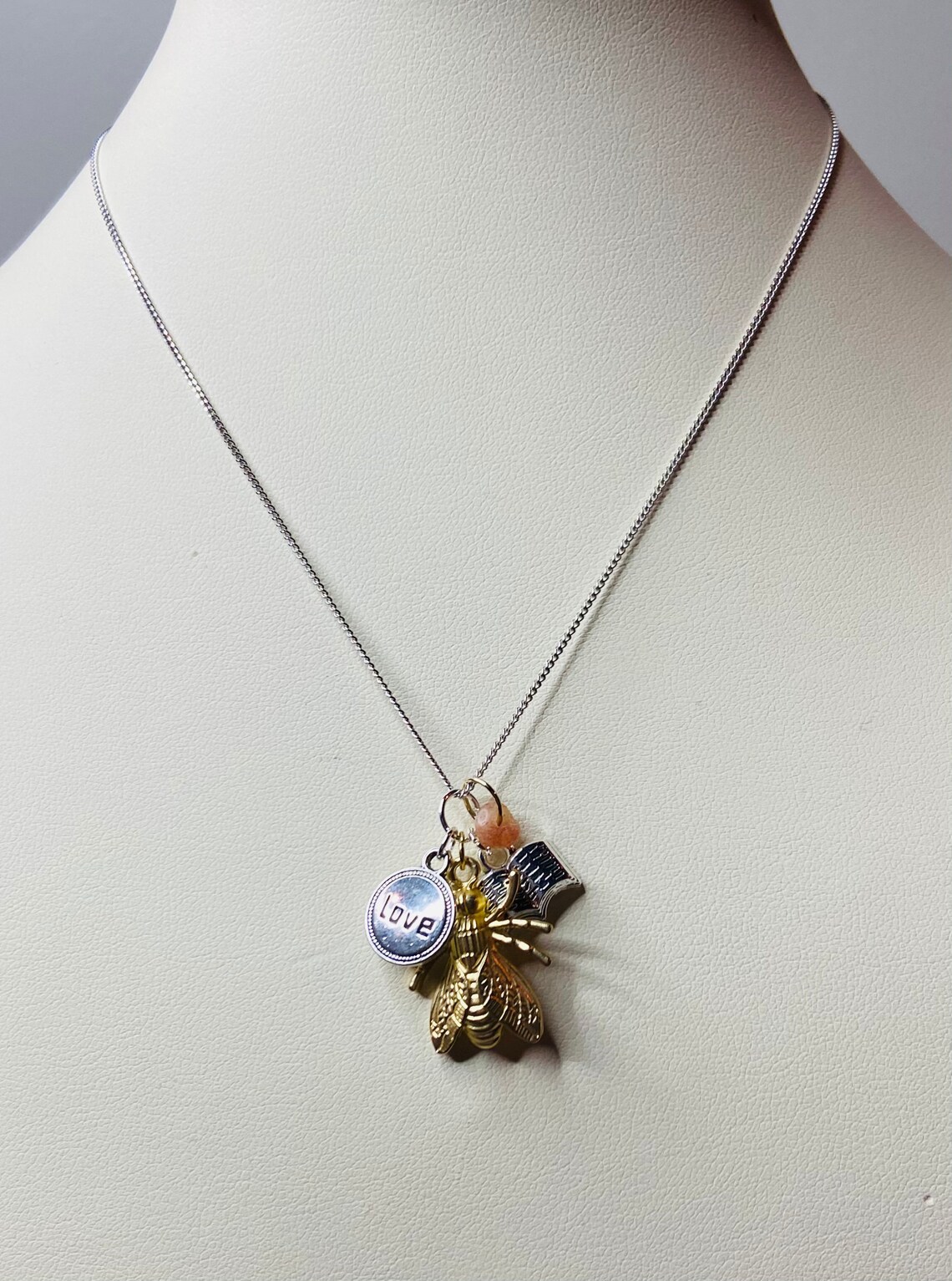 Gemstone Charm Necklace Sterling Silver Etsy