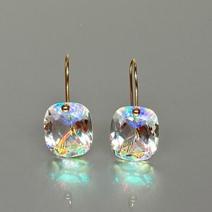14K/18K  SOLID GOLD Rainbow Mystic Topaz Earrings (26cts), Mercury Mystic Topaz, Mystic Topaz Jewellery Gift For Her.