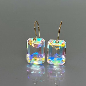 14K/18K  SOLID GOLD Rainbow Mystic Topaz  Earrings (34ct), Statement Earrings,  Mercury Mystic Topaz, Mystic Topaz Jewellery Gift For Her.