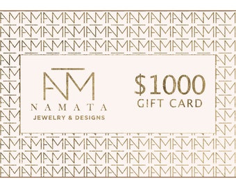 Electronic gift card, Electronic gift certificate, 1000 USD Gift E-Card for NAMATAdesigns shop, Last minute present, Surprise Gift for wife.