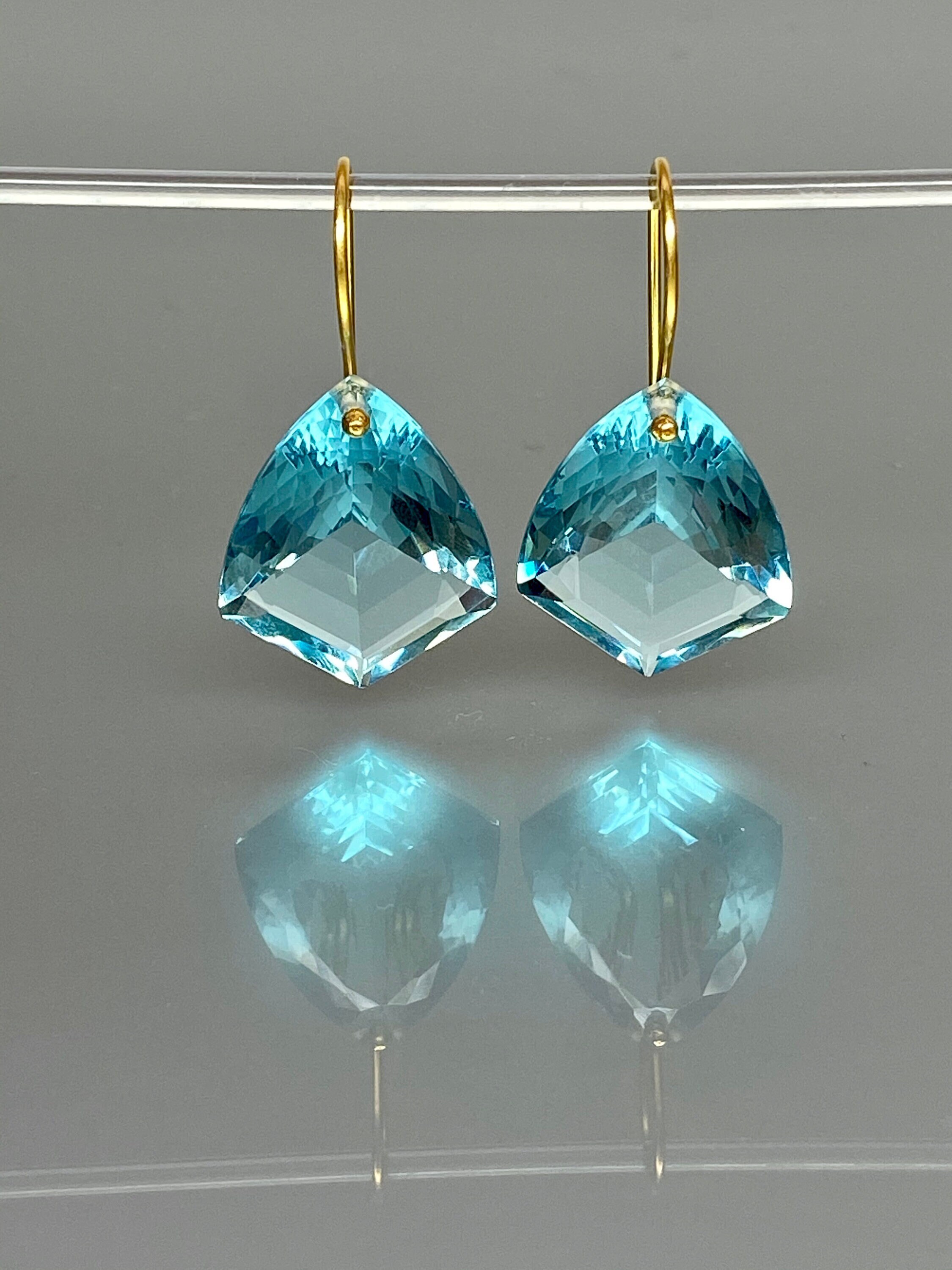 14K/18K SOLID GOLD Aquamarine Dangle Earrings (36cts), Aquamarine Statement Earring, December Birthstone, Aquamarine Jewelry Gift For Her.