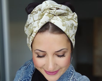 Turban "Flora" Turbantuch mit Draht Turbanstirnband Turbanhaarband Haarband Stirnband Headwrap Frisur Wickelturban Boho Drahtturban Hipster