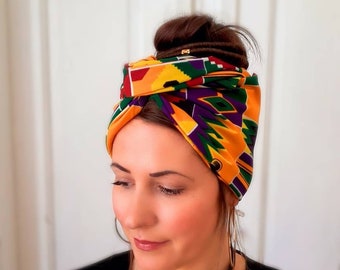 Wire Turban "Nyima" Wire Hair Band Turban Turban Cloth Ethno Colorful Yellow Turban Hair Band Headband African Headwrap African Pattern