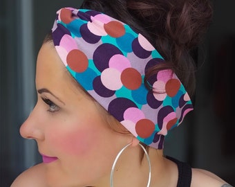 Turban-Haarband "Sixties Dots" Turban Haarband rosa lila Stirnband Knotenhaarband Knotenstirnband Accessoire türkis Hipster Punkte Vintage