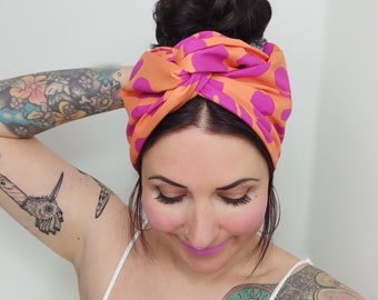 Turban mit Draht "La Ribera" Drahthaarband apricot orange pink fuchsia Haarband Turban Drahtstirnband Stirnband Draht Haarband bunt Headwrap