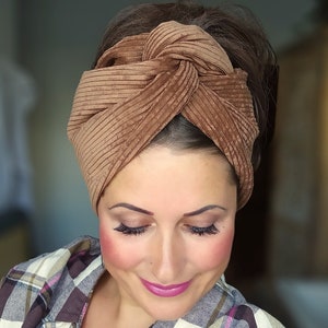 Turban "Yama Nougat" vintage corduroy wire hair band wire turban wide cord wire variable fair fashion slow fashion hipster beige brown beige camel