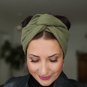 Turban "Mousseline Olive" with wire wire turban wire hairband muslin muslin hairband turban hairband hairband wire cloth boho uni basic