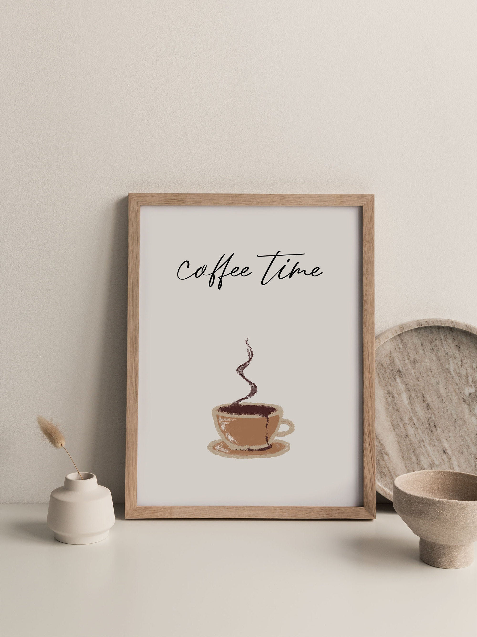 Coffee Wall Decor, Kitchen Wall Art, Coffee Time Sign, Neutral Wall Art, Coffee Art Print