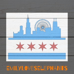 Chicago Flag Skyline SVG