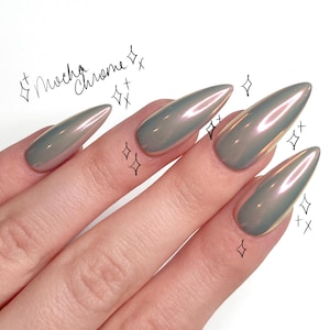MOCHA CHROME *Made To Order* Press On Nails - One Set Of 10 - Nin&#39;s Nails