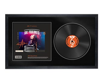Vinyl LP Record and Album Cover Frame With Black Mount in Classic Style | LP record holder | Music memorabilia gift | Wall Display Frame