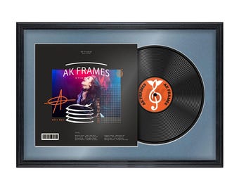 Vinyl LP Record and Album Cover Frame With Pompadour Mount in Classic Style | LP record holder | Music memorabilia gift | Wall Display Frame