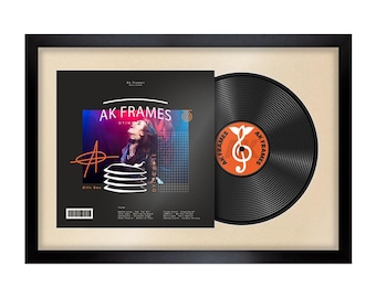 Vinyl LP Record and Album Cover Frame With Ivory Mount in Modern Sleek Style | LP record holder | Music memorabilia gift for Wall Display