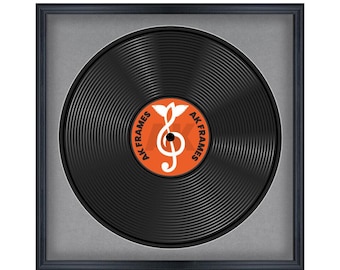 Vinyl LP Record and Album Cover Frame With Mid Grey Mount in Classic Style | LP record holder | Music memorabilia gift | Wall Display Frame
