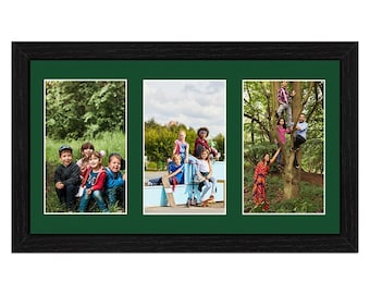 Multi Aperture Picture Photo Frame with Forest Green Mount | Family Collage Photos Frame Gallery Wall Art Frame in Modern Style