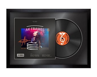 Vinyl LP Record and Album Cover Frame With Black Mount in Modern Sleek Style | LP record holder | Music memorabilia gift for Wall Display