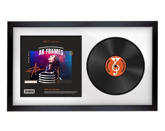 Vinyl LP Record and Album Cover Frame With White Mount in Modern Sleek Style | LP record holder | Music memorabilia gift for Wall Display