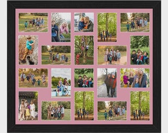 Multi Aperture Picture Photo Frame with Dusty Rose Mount | Family Collage Photos Frame Gallery Wall Art Frame in Modern Style
