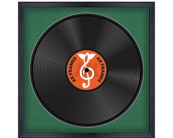 Vinyl LP Record and Album Cover Frame With Emerald Mount in Classic Style | LP record holder | Music memorabilia gift | Wall Display Frame