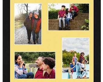 Multi Aperture Picture Photo Frame with Primrose Mount | Family Collage Photos Frame Gallery Wall Art Frame in Modern Sleek Style