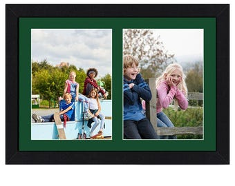 Multi Aperture Picture Photo Frame with Forest Green Mount | Family Collage Photos Frame Gallery Wall Art Frame in Modern Sleek Style