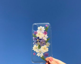 Handmade real dried pressed flowers iPhone case, iPhone X/XS, XR, XS Max