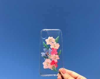 Handmade real dried pressed flowers iPhone case, iPhone X/XS, XR, XS Max