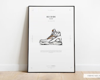 Bomba REEBOK / Edición limitada / Impresión de zapatillas / Dibujado a mano / Póster de alta calidad A3