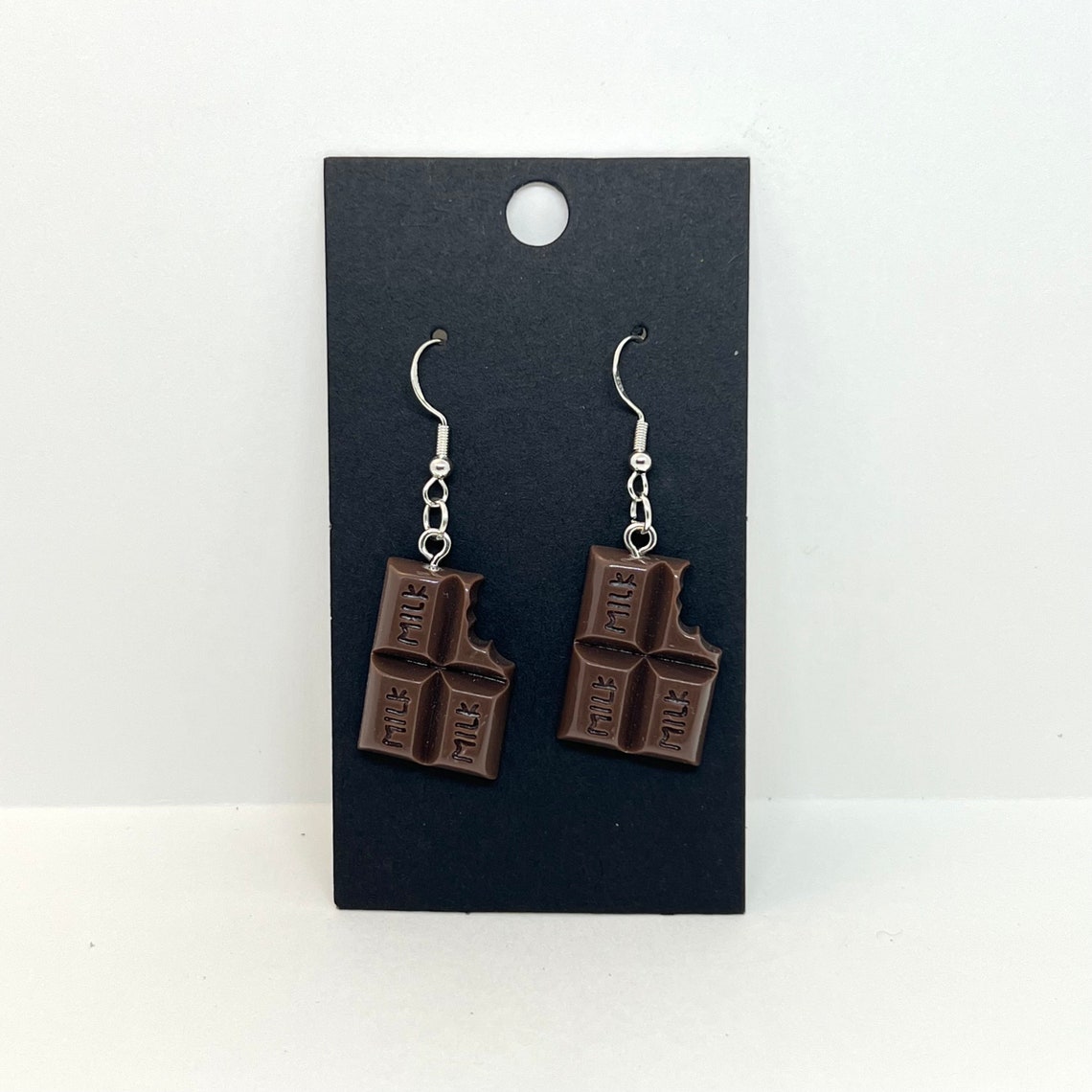 3D Milk Chocolate Bar Earrings 925 Sterling Silver Etsy