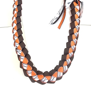 5/8” Lacrosse Ribbon Lei for Senior Night, Awards Banquet, graduation ceremony. Optional 2025 or 2026 grad ribbon can be added in the fringe