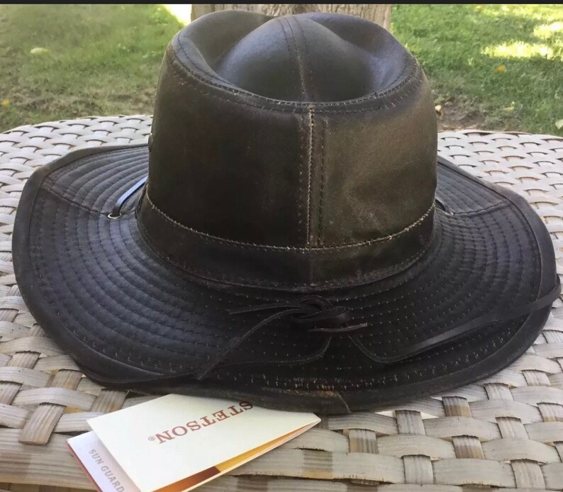 STETSON Diaz Outdoor Women's/Men's Cowboy Hat Vintage Look Fabric With Chin, Piping, Fringed Spring-Summer, Brown