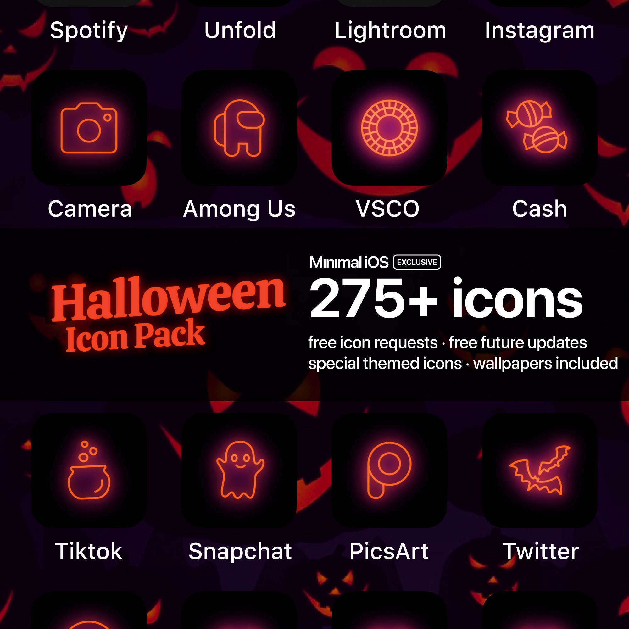 275 Halloween Neon App Icons Newspecial For Aesthetic Ios Etsy