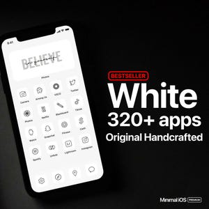 White App Icon Pack - Premium Handcrafted Icons for Aesthetic Light iOS 18 Home Screen | Original Design High Quality