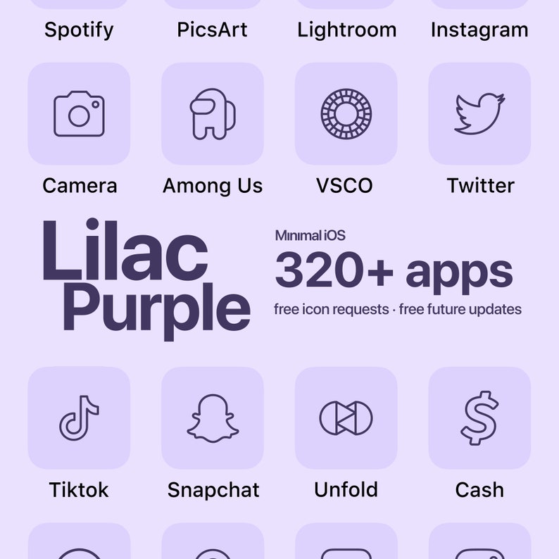 320 Lilac Purple App Icons Icon Pack for Aesthetic iOS 320 Lilac Purple App Icons Icon Pack for Aesthetic iOS