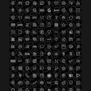 320 Black App Icons PREMIUM Icon Pack for Aesthetic Dark Ios Home ...