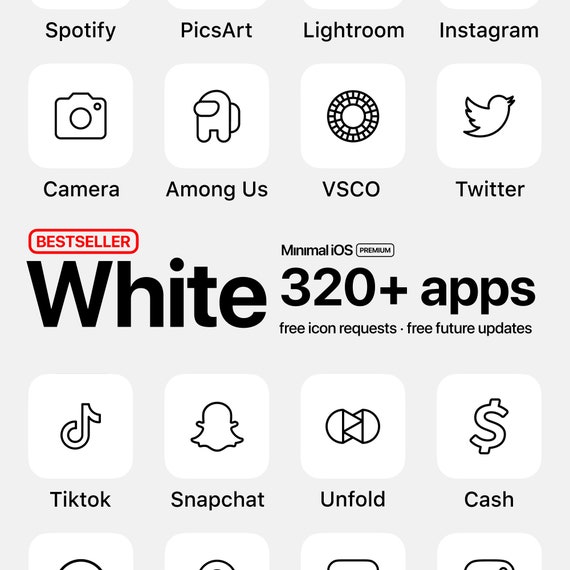 320 White App Icons Premium Icon Pack For Aesthetic Light Etsy etsy