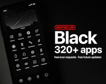 320+ Black App Icons - PREMIUM - Icon Pack for Aesthetic Dark iOS Home Screen | Free Icon Requests