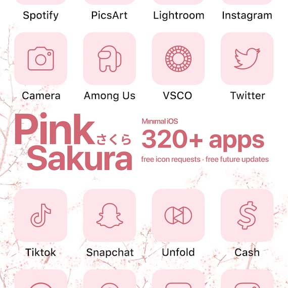 320 Pink Sakura App Icons For Aesthetic Ios Home Screen Etsy Picsart photo studio and transparent png images free download. etsy