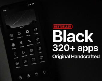 Black App Icon Pack - Premium Handcrafted Icons for Aesthetic Dark iOS Home Screen | Original Design High Quality